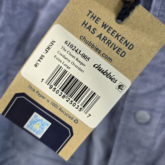 Chubbies Jacket Mens XL Light Blue Corduroy Shirt Jacket Keeper Collared Stretch - Picture 10 of 12